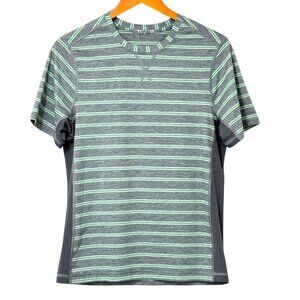 Lululemon T.H.E. Crew Men's T-Shirt Double Dip Stripe Vintage Green Gym Size M?